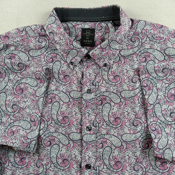 Msx By Michael Strahan Other - Michael Strahan Mens XXL Slim Fit Paisley Short Sleeve Button Down Shirt